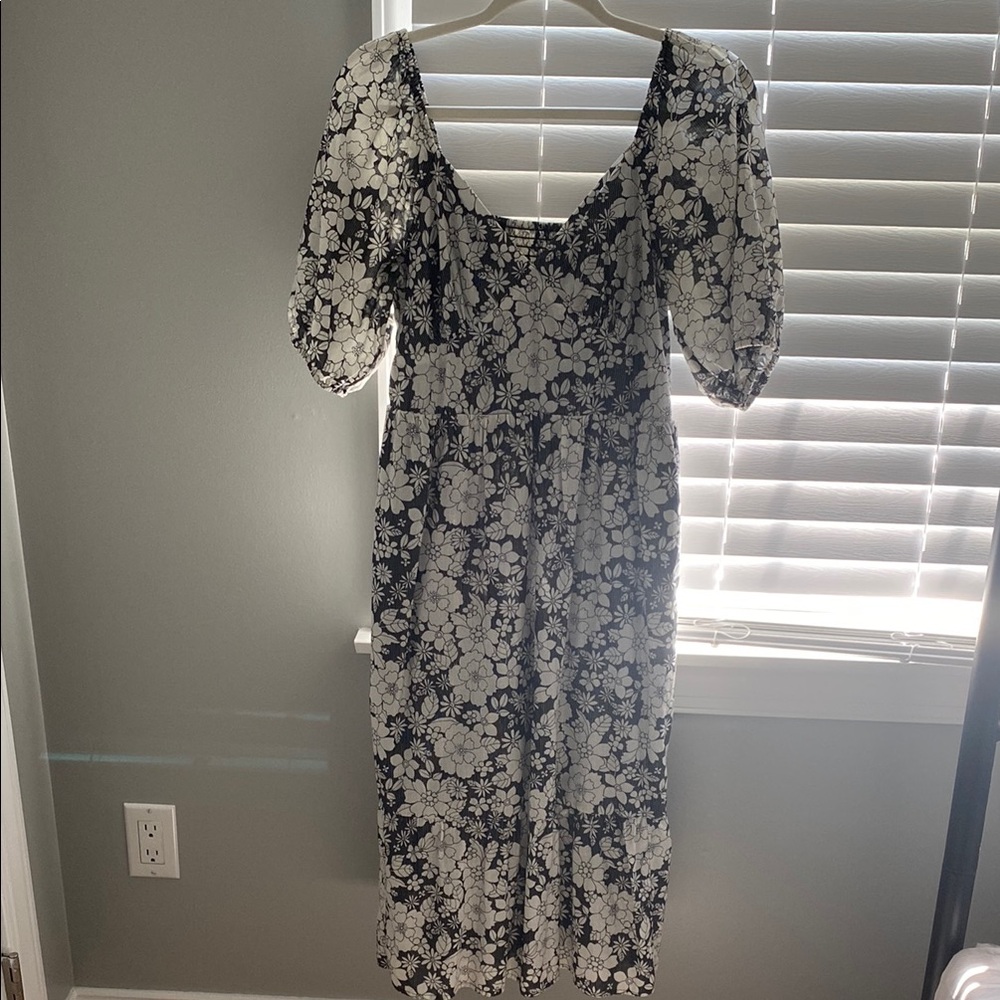 Floral Black and White Dress